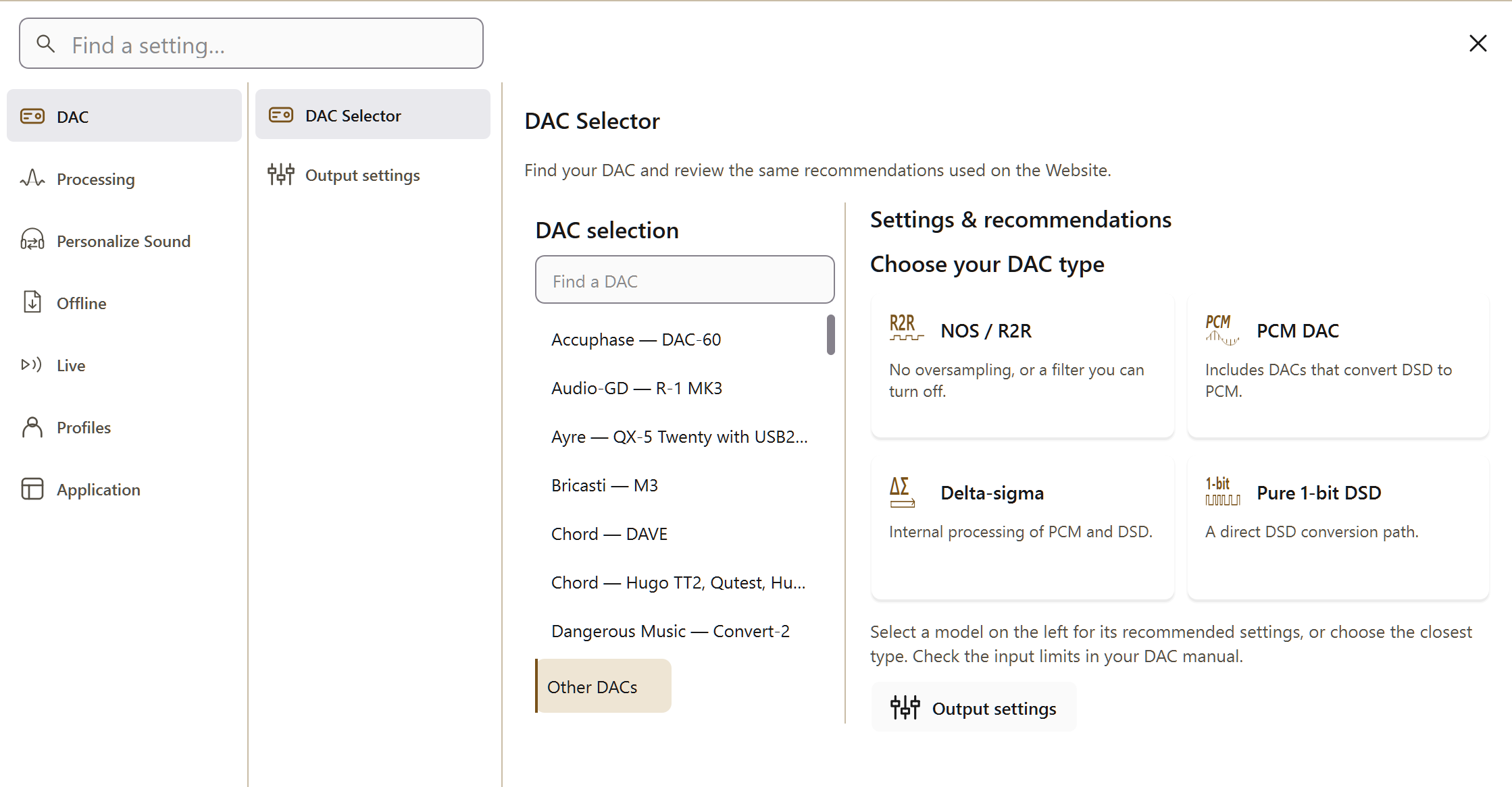 PGGB Settings: guide dac output pcm. Current Windows application, idle.